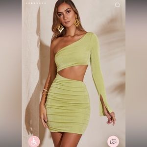 One Shoulder Flare Sleeve Mini Dress